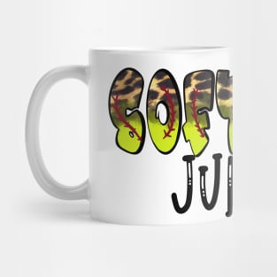 Softball Junkie Bubble Letter Cheetah Design Mug